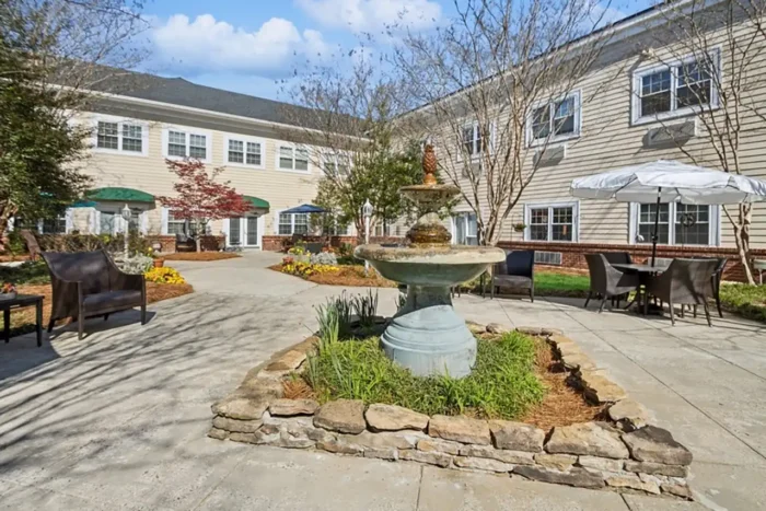 Community Fountain and Outdoor Sitting Area