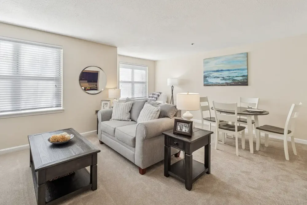 Model One Bedroom Apartment Living Room and Dining Area